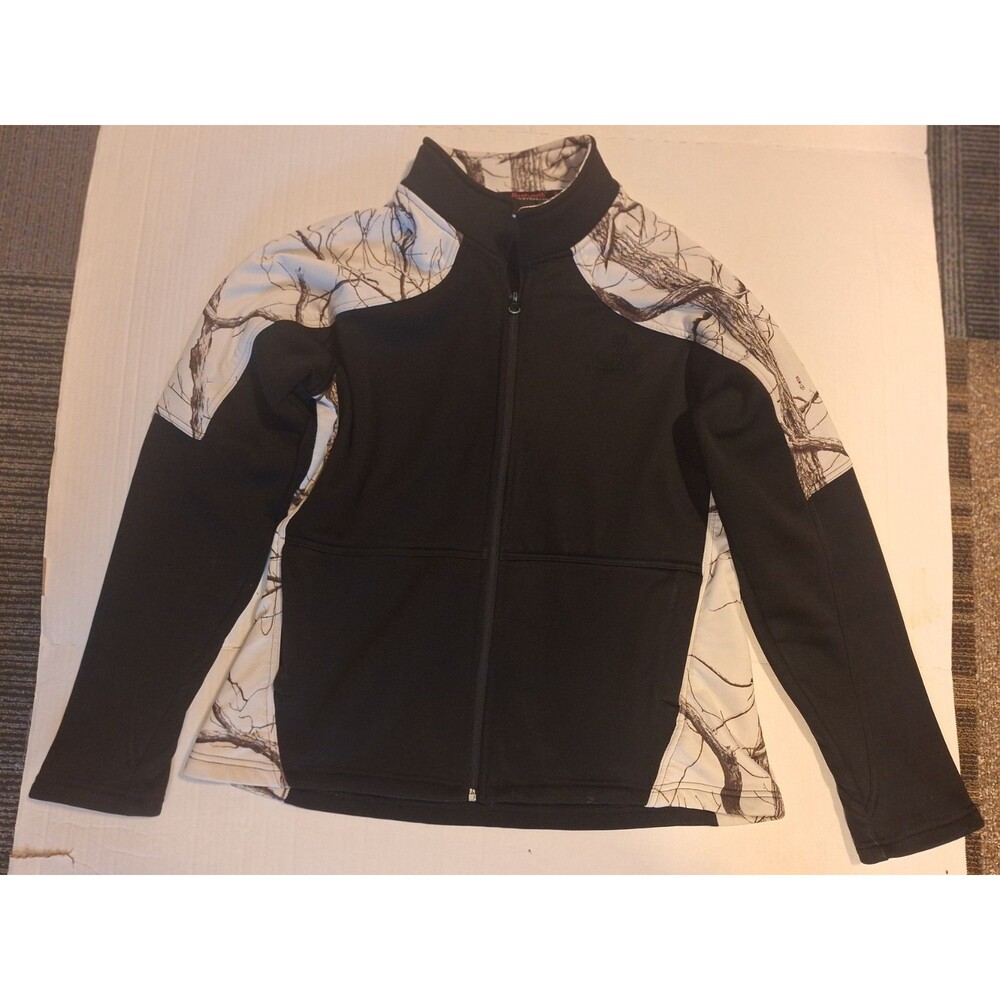 Huntworth Jacket, Women's Size L, Black, White, Zip up, Camouflage READ